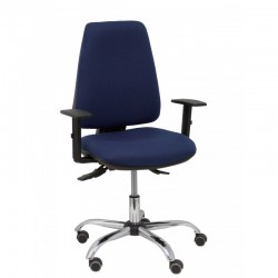 Silla Alocén malla negra asiento similpiel gris brazos regulables cabecero fijo