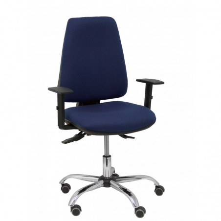 Silla Alocén malla negra asiento similpiel gris brazos regulables cabecero fijo