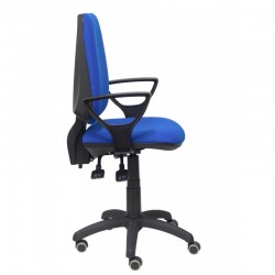 Silla Alocén malla negra asiento similpiel blanco brazos regulables cabecero fijo