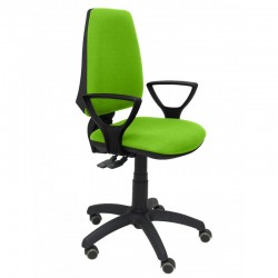 Silla Cilanco blanca malla blanca asiento bali verde brazo regulable base cromada ruedas de parqué