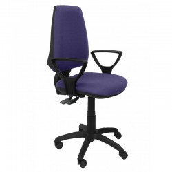 Silla Cilanco blanca malla blanca asiento bali morado brazo regulable base cromada ruedas de parqué