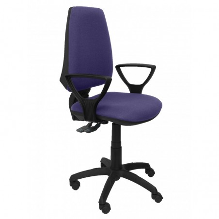 Silla Cilanco blanca malla blanca asiento bali morado brazo regulable base cromada ruedas de parqué