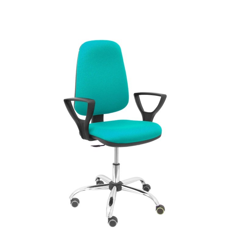 Silla Sierra S bali verde oliva con brazos regulables base poliamida negra
