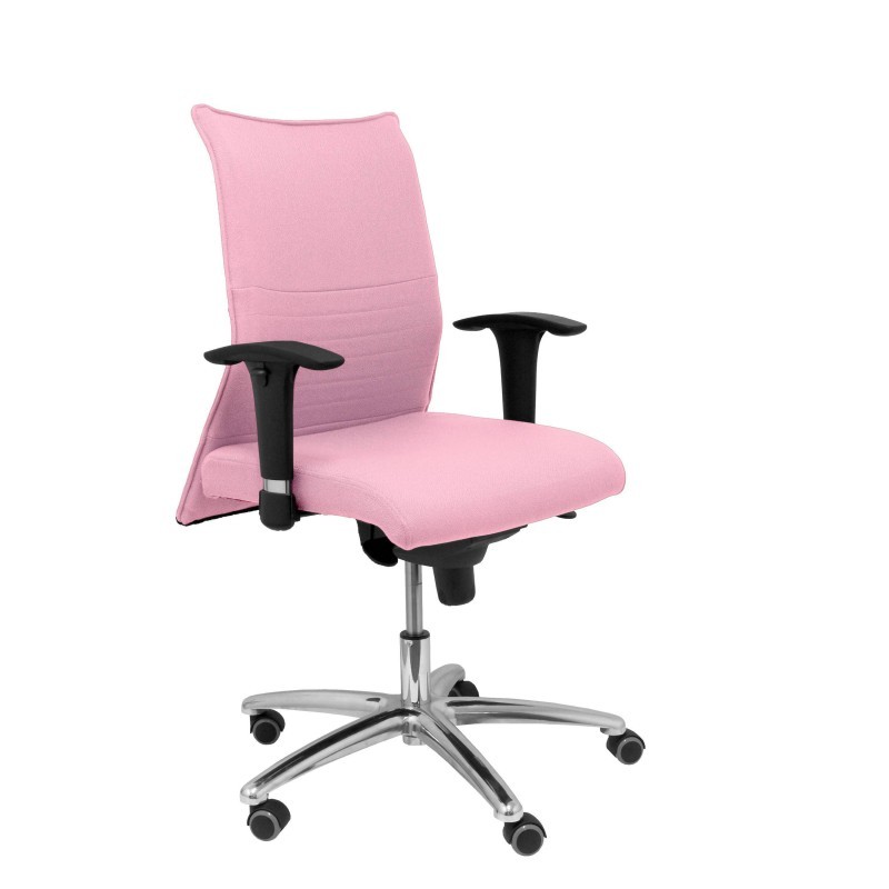 Silla Cilanco blanca malla blanca asiento bali amarillo brazo regulable base cromada ruedas de parqué