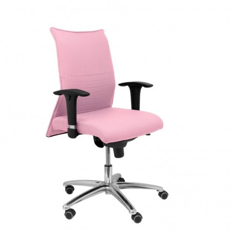 Silla Cilanco blanca malla blanca asiento bali amarillo brazo regulable base cromada ruedas de parqué