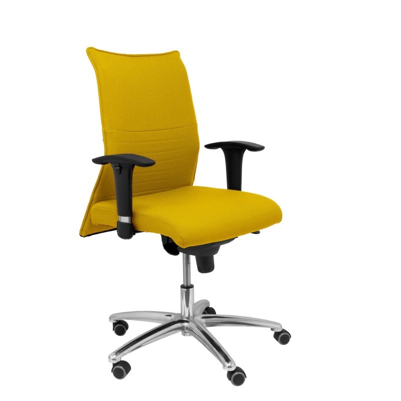 Silla Cilanco blanca malla blanca asiento bali verde botella brazo regulable base cromada ruedas de parqué