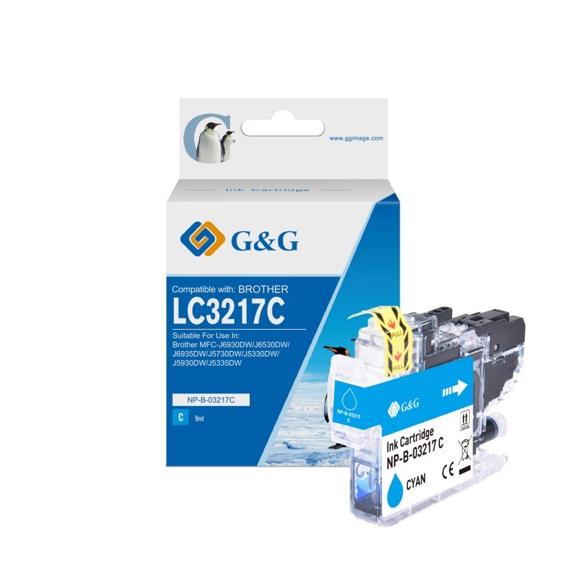 G&g brother lc3213/lc3211 cyan cartucho de tinta generico - reemplaza lc3213c/lc3211c